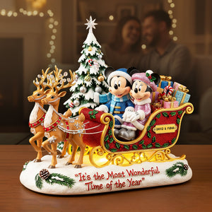 Couple Reindeer Sleigh Acrylic Plaque - Personalized Gifts For Couple Christmas Plaque 08PGLU281025