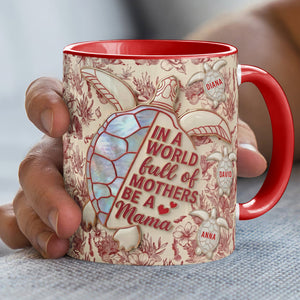 Mama Turtle & Her Babies Accent Mug - Personalized Gifts For Moms 03PAQN150426 - Coffee Mug - GoDuckee