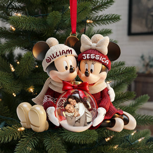 Snowy Embrace Couple Ornament - Personalized Custom Photo Gift For Couples 04PGLU031125