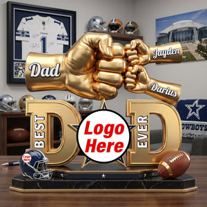 American Football Acrylic Plaque - DadChampion Dad & Fist Bump - Personalized Gifts For Father