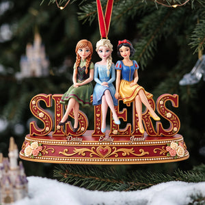 Lovely Fairy Tale Princesses Sisters Acrylic Ornament - Personalized Christmas Gifts For Sisters 02nata201026
