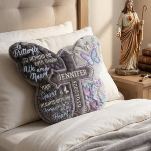 Heaven Butterfly Shaped Pillow, Personalized Keepsake To Remember Loved One 03qhlu191225