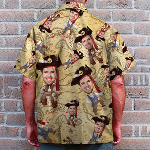 Custom Pirate Face Hawaiian Shirt and Men Beach Shorts- Summer Gift For Him, Pirate Lover - Hawaiian Shirts - GoDuckee