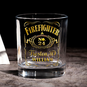 Firefighter Label Whiskey Glass - Personalized Gifts For Firefighter (Retiree & On Duty) 03QHLU070825
