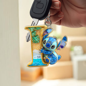 Cute Blue Monster Keychain - Custom Letter Gifts For Movie Lover 04TGLU190525-Homacus