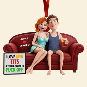 Naughty Couple Christmas Ornament - Personalized Gifts For Couple 10kiqn151125