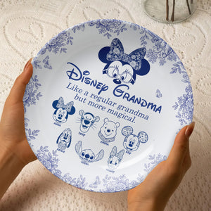 Magical Cartoon Characters Round Plate - Personalized Gift For Grandma/Mom 03PGLU260925