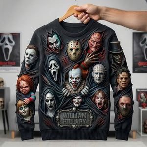Scary Villain Characters Sweater - Personalized Gifts For Horror Lovers 04paqn180326