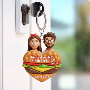 Cute Food Pun Keychain - Personalized Custom Photo Gift For Couples 02HUQN210126