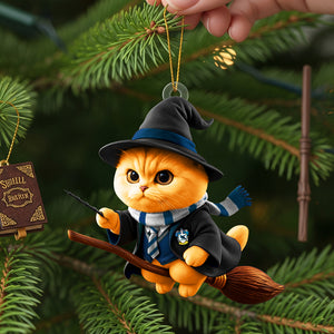 Flying Broom Cat Christmas Ornament - Personalized Gifts For Cat Lovers 03ACDT220825