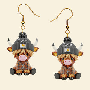 Rustic Cow Acrylic Earrings - Personalized Gifts For Highland Cow Lovers 03naqn120725