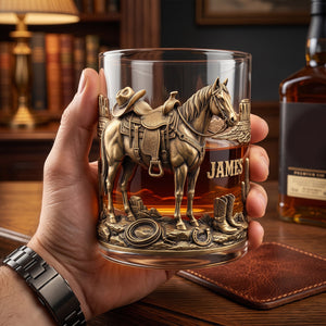 Horse Cowboy Round Glass - Personalized Gifts For Horse Lovers 04TYTN290626