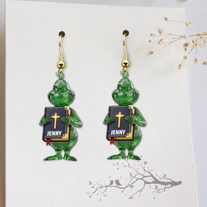 Green Monster Personalized Gifts For Jesus Lovers Acrylic Earrings 01natn120725