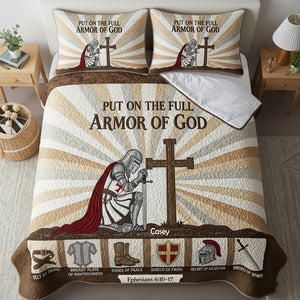 Templar Kneel Under God Quilt Bed Set, Personalized For Christians Warrior 03qhlu150725