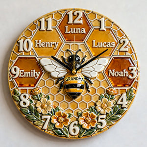 Grandma Bee Acrylic Hanging Wall Clock - Personalized Gifts For Grandma 04natn271225