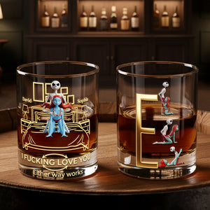 Playful Skeleton Couple Round Glass - Personalized Gifts For Couples 06OHLU241125