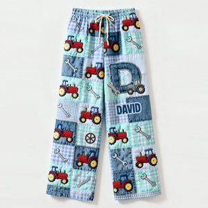 Alphabet Initial Letters Pajama Pants Personalized Gifts For Tractor Lovers 04patn160126