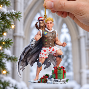 Funny Adventure Men With Cat Ornament - Personalized Gifts For Christmas Ornament 01HUQN300926