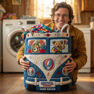 Grateful Dead Camper Van Quilted Laundry Basket - Personalized Gifts For Music Lovers 01QHDT140726