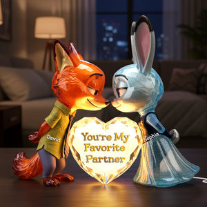 Cute Critter Couple Light Box - Personalized Gift For Couples 01NALU261125