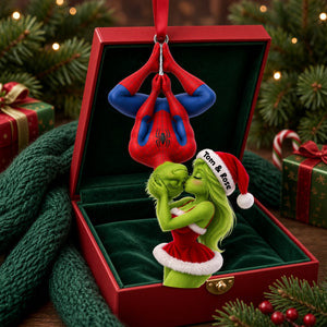 Mischievous Upside Down Kiss Couple Ornament - Personalized Christmas Gifts 05hulu231026