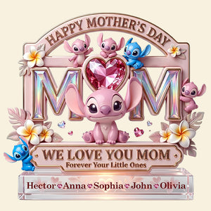 Pink Heart Mom Acrylic Plaque, Personalized Gifts For Mom 03TODT260326