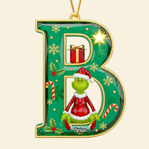 Green Crystal Alphabet Ornament Personalized Christmas Gifts 03PGDT060925