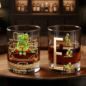 Cheeky Green Couple Round Glass - Personalized Gifts For Couples 04OHLU201125