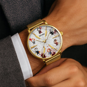 Cute Horror Characters Mesh Straps Watch - Personalized Gifts For Horror Movie Fans 03QHLU170725