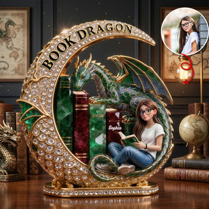 Custom Photo Fantasy Book Dragon Plaque, Personalized Gifts For Book Lovers 03QHTN190326