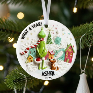 A Year To Look Back Round Ceramic Ornament - Personalized Christmas Gifts For Family & Friends 01qhqn121125