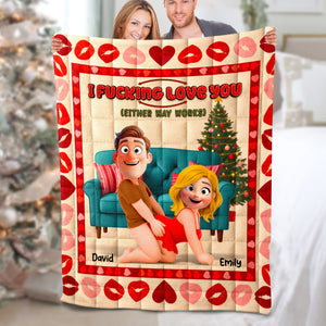 Naughty Couple Blanket - Personalized Gifts For Couple 03naqn011125 - Blanket - GoDuckee