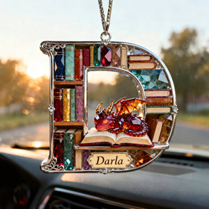 Fantasy Book Dragon Car Hanging Ornament, Personalized Gifts For Book Lovers 01qhtn130126