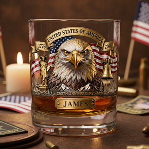 Veteran Personalized 11oz Round Glass - Personalized Gifts For Military Drinking Glass 02NATA280126