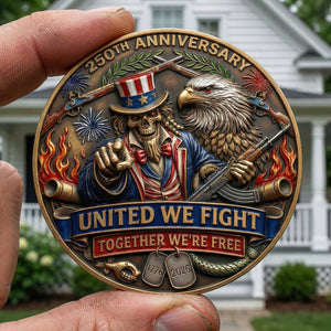 Celebrated America 250th Anniversary Printed Metal Coin - Personalized Gifts 03tyqn240326