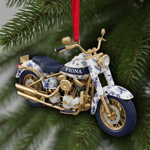 Motorcycle Toile de Jouy Christmas Ornament Personalized Gifts for Bikers 05PGLU061025
