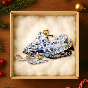 Snowmobile Toile de Jouy Ornament - Personalized Christmas Gifts 01PGDT151025