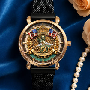 America 250th Anniversary Mesh Strap Quartz - Personalized Gifts 04paqn300126