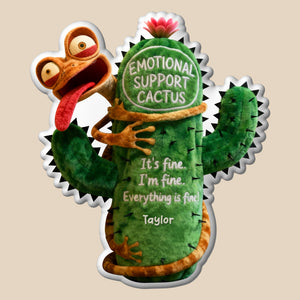 Fun Lizard Hugging Emotional Support Cactus Custom Shape Pillow - Personalized Gifts For Coworker 04qhqn221125