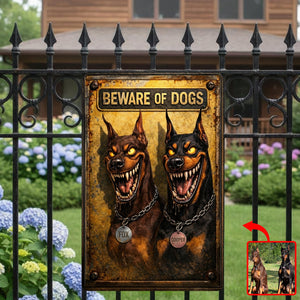 Beware Of Dog Print Metal Sign - Custom Photo Gifts For Dog Lover Metal Sign 01TGQN040326