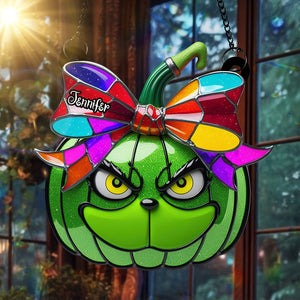 Green Pumpkin Suncatcher Ornament - Personalized Gifts For Movie Fans 05tgqn080825