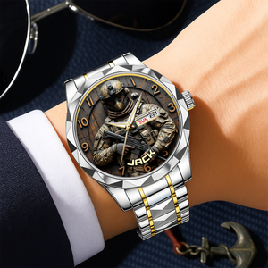 Veteran Stainless Steel Men's Watch - Personalized Gifts For Veteran 01hulu250725