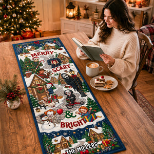 Merry Scary Christmas Quilted Table Runner Personalized Gifts 03PADH130826