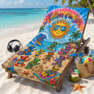 Grateful Dead Bear Beach Towel, Personalized Gifts For Music Lovers 03qhlu200726