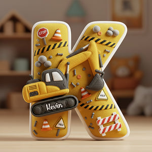 Excavator Alphabet Pillow - Personalized Gifts For Construction Lovers 02PGDT051225