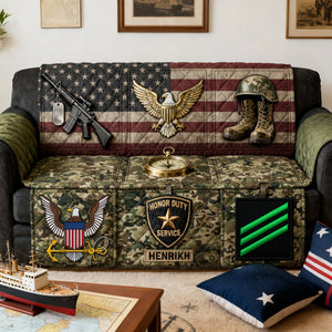 Proud Veteran Service Sofa Cover - Personalized Gift For Veteran 05KILU040226