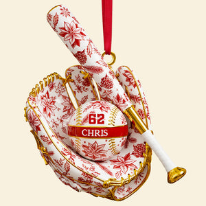 Baseball Toile de Jouy Christmas Ornament Personalized Gifts For Baseball Lovers 04PGDT021025