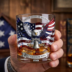 American Eagle Bring Liberty Bell Drinking Glass - Personalized Gifts For Patriots 04qhdh060626