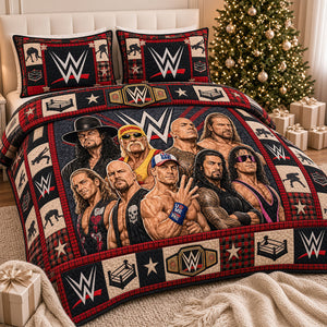 Championship Wrestling Quilt Bed Set - Personalized Gifts For Wrestling Lovers 01nadt131026