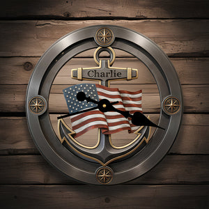 Nautical Anchor Acrylic Clock Personalized Gifts For Veteran 03KIDT231225